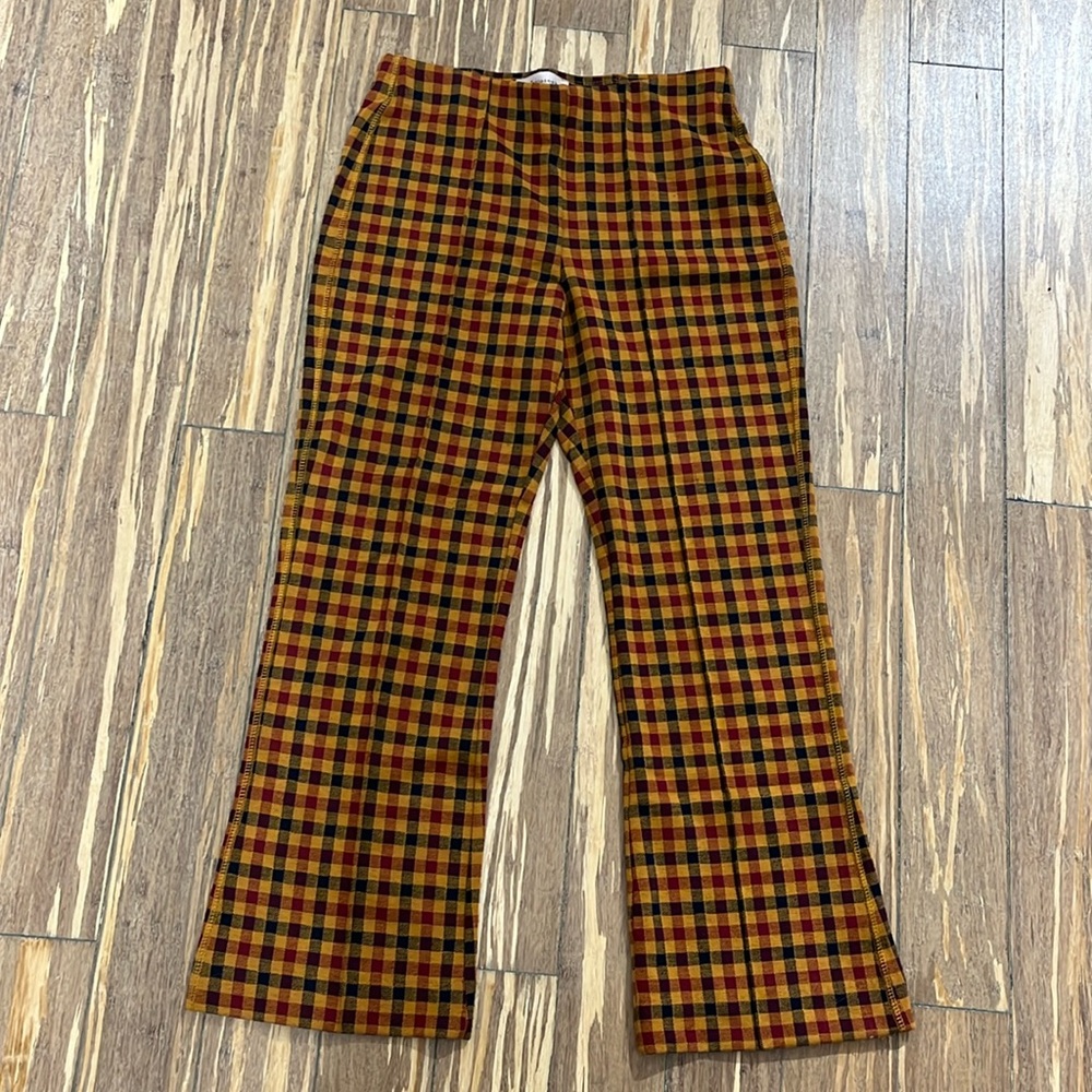 Philosophy plaid stretch flared pants SP